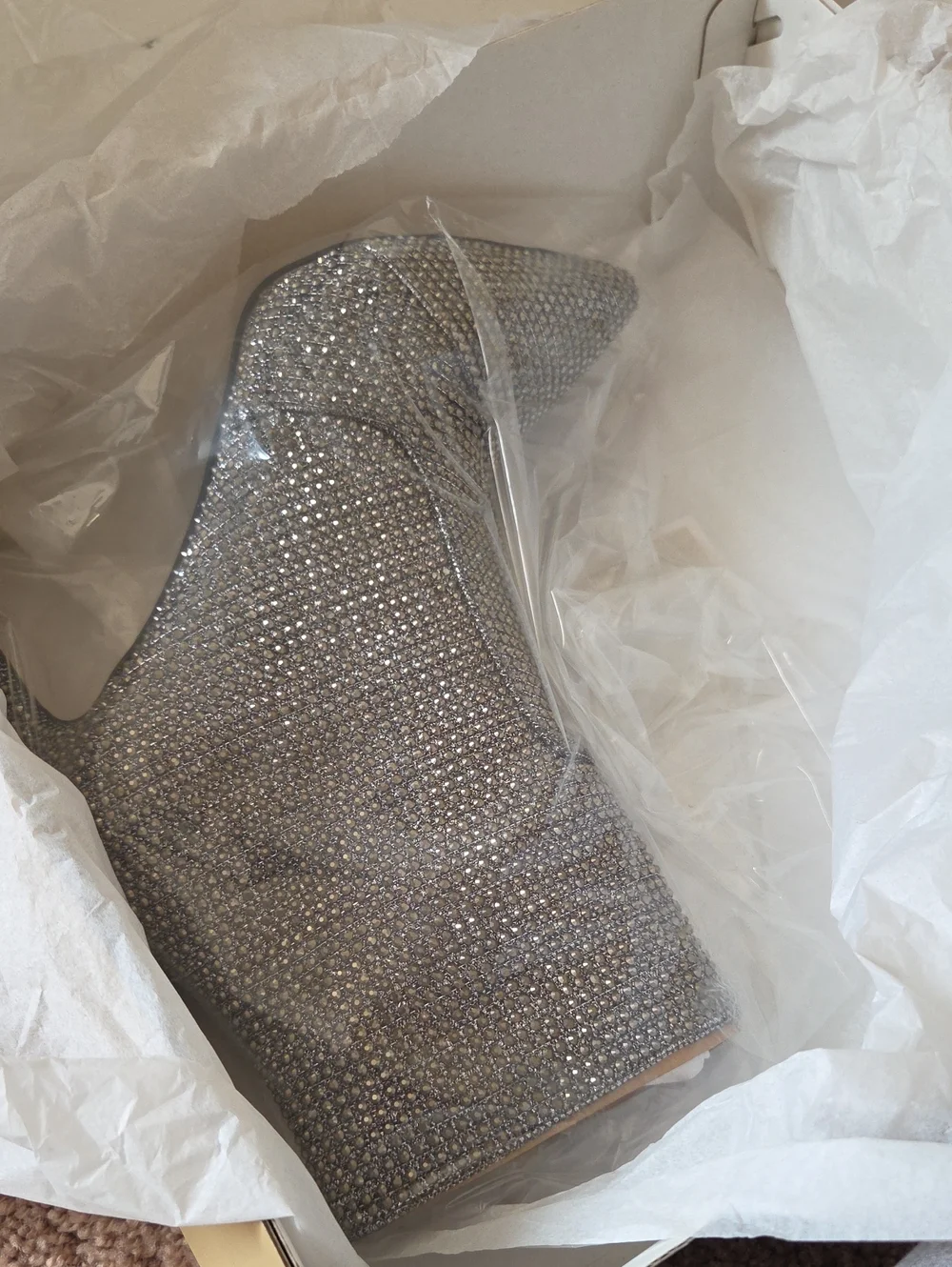 Michael Kors Silver Rhinestone Pointed-Toe Stiletto Ankle Booties